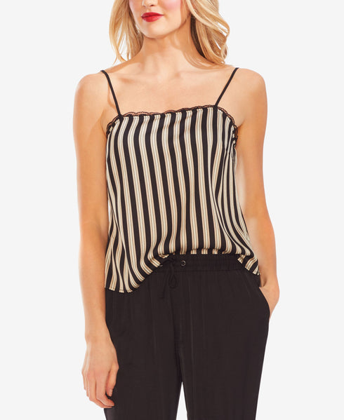 Vince Camuto Striped Lace Trim Camisole